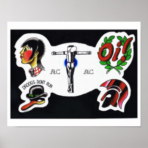 Pråligt lakan för Skinheadtatuering Poster