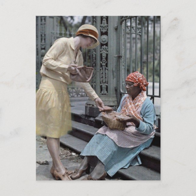 Praline Sales Jackson Square Fransk Quarter 1920's Vykort (Framsida)