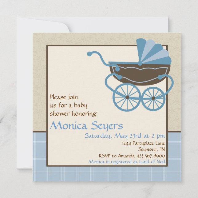 Pram Baby Shower-inbjudan Inbjudningar (Framsida)