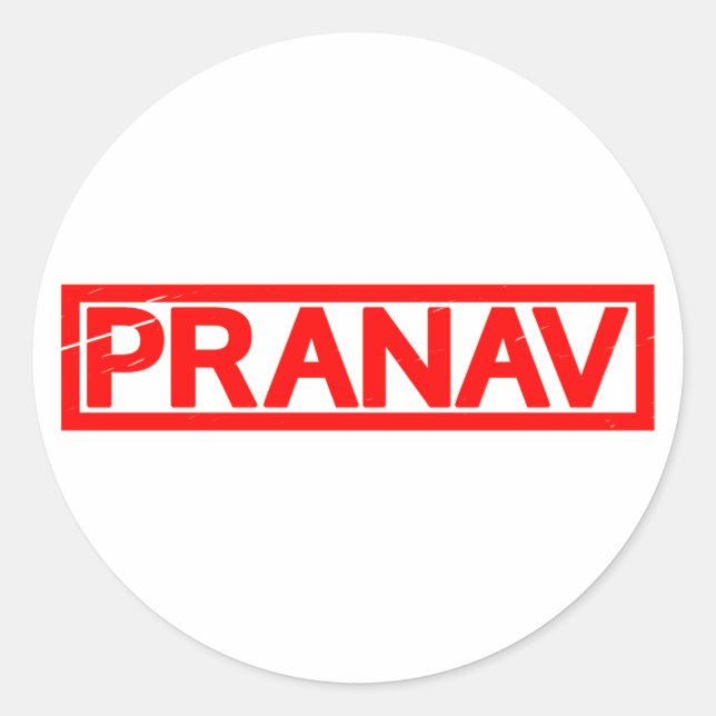 Pranav Frimärke Runt Klistermärke (Framsida)