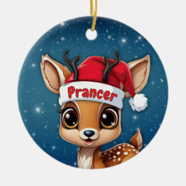 Prancer Baby Deer, Fawn, Doe, Reindeer 🦌🎄 Julgransprydnad Keramik