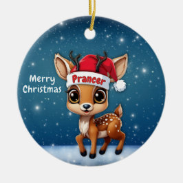 Prancer Baby Deer, Fawn, Doe, Reindeer🦌 🎄 Julgransprydnad Keramik