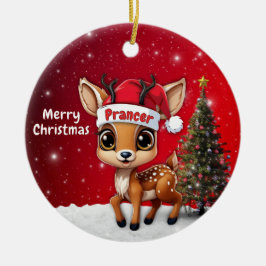 Prancer Baby Deer, Kid, Dovhjort, Ren🦌 🎄 Julgransprydnad Keramik