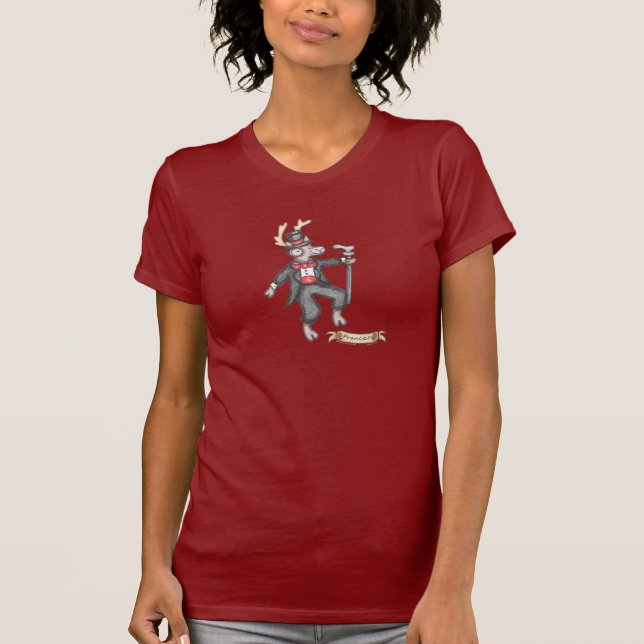 Prancer kvinna T-tröja (cranberryen) T Shirt (Framsida)