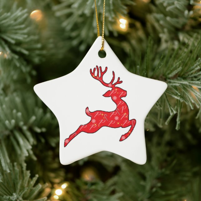 Prancer - prydnadsväxter (renarna) julgransprydnad keramik (Träd)