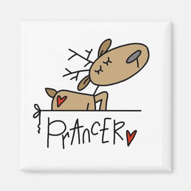 Prancer Reindeer jul T-shirts och presenter Magnet (Framsidan)