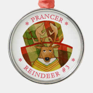 PRANCER REINDEER Premium Round Ornament