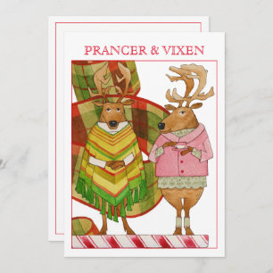PRANCER VIXEN 5x7 - kort med kort jul
