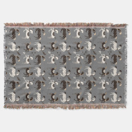 Prancing Folk Art Circus Horses Mönster Filt