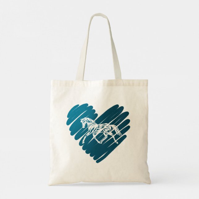 Prancing Pony Blue Heart Scribble Design Tygkasse (Baksida)