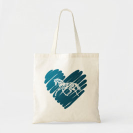 Prancing Pony Blue Heart Scribble Design Tygkasse