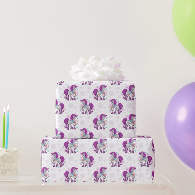 Prancing Unicorns  Wrapping Paper Presentpapper (Festgåvor)