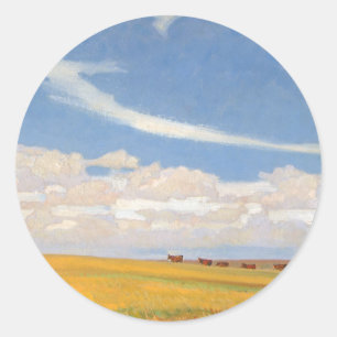 Prärie efter storm av Maynard Dixon, Vintage konst Runt Klistermärke