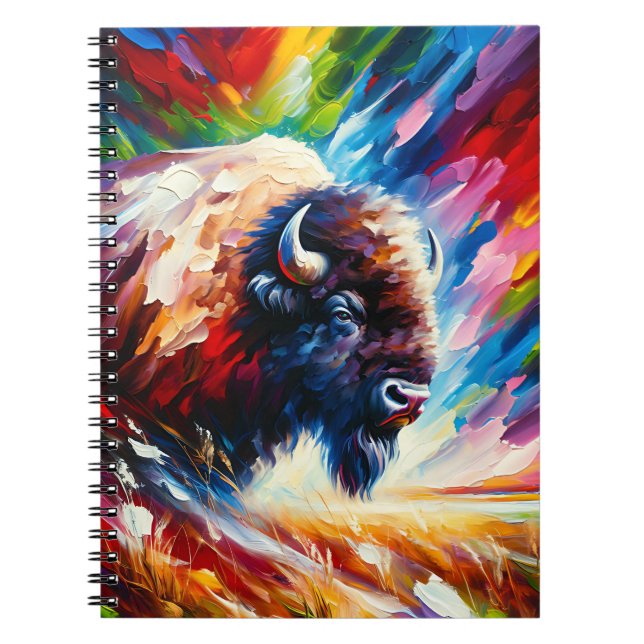 Prärie Rainbow Bison Anteckningsbok (Framsidan)