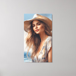 Prärieflicka i cowboyhatt canvastryck