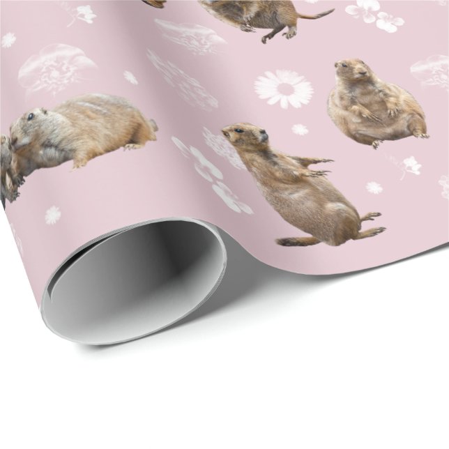 Präriehundsfestinsvepningspapper (dammtrosa) presentpapper (Rullad Hörn)