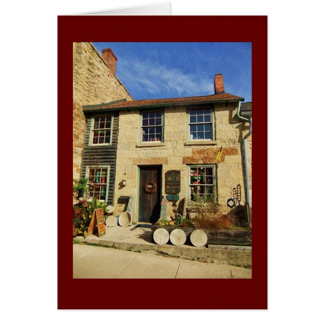 PrärieOakArtican Facade med den Burgundy gränsen Hälsningskort (Framsidan)