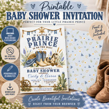 Prärieprinsens Cowboy Baby Shower Inbjudan