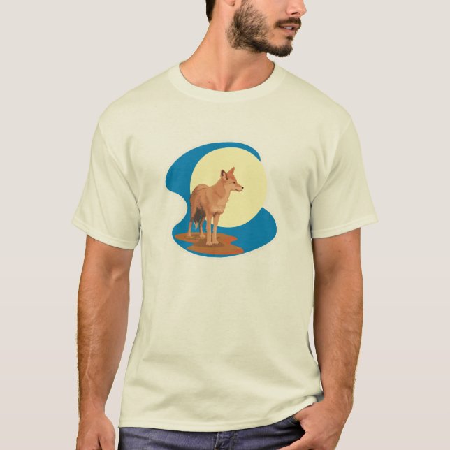 prärievarg och fullmåne-design tee shirt (Framsida)