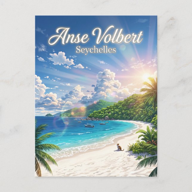 Praslin Island, Anse Volbert, Praslin Seychellerna Vykort (Framsida)