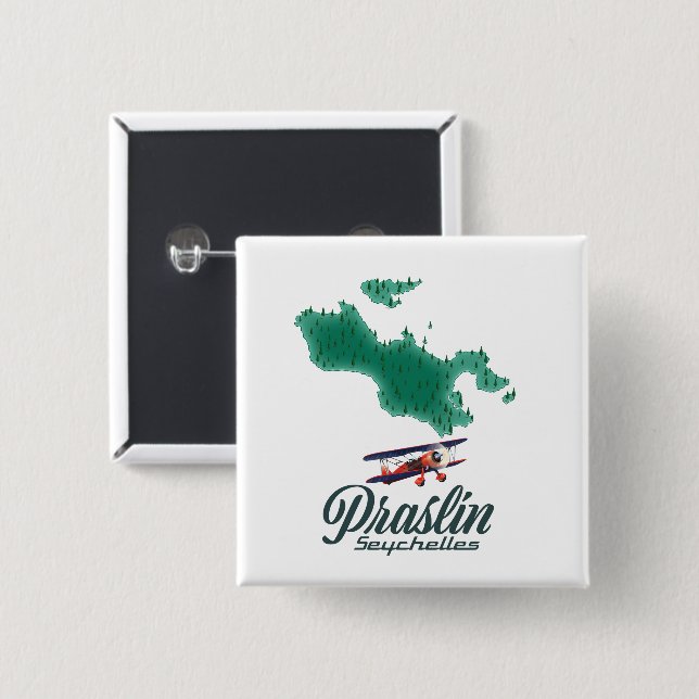 Praslin Seychellerna karta Knapp (Framsida & baksida)