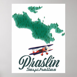 Praslin Seychellerna karta Poster
