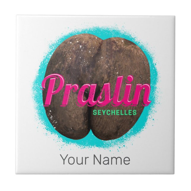 Praslin Seychelles Indian Ocean Vintage Souvenir Kakelplatta (Framsidan)