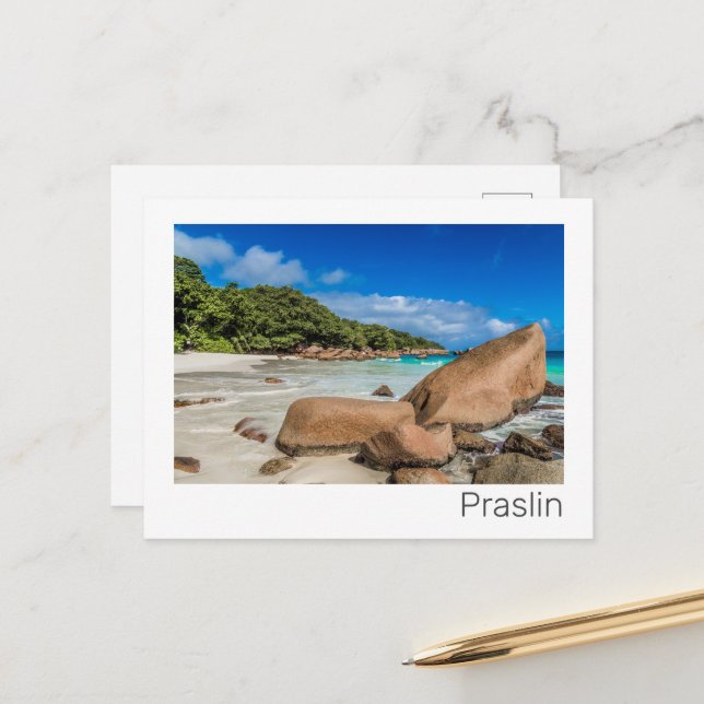 Praslin Seychelles Island Anse Lazio Beach Gift Helg Vykort (Fram/Back In Situ)