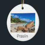 Praslin Seychelles Island Anse Lazio Beach Gift Julgransprydnad Keramik<br><div class="desc">Praslin Seychellerna Anse Lazio-stranddesign för semester. Vintagen i Praslin på Seychellerna vid Indiska oceanen i souvenir för resor på La Digue och Anse Lazio. Praslin-strandkonst med kokokosnöt för Mahe och helgdag och ryggsäckar. Praslin Anse Lazio-stranden på Seychellerna i Retro-souvenir i Indiska oceanen. Seychellernas utformning för ryggsäckar och resor till Mahe...</div>