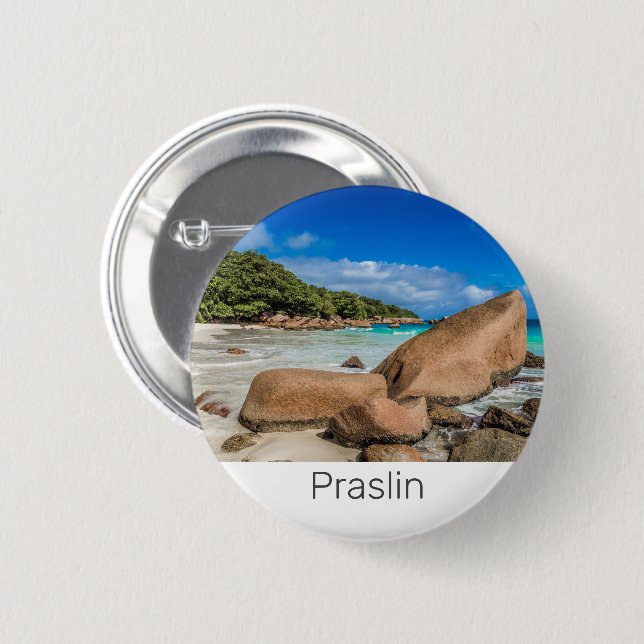 Praslin Seychelles Island Anse Lazio Beach Gift Knapp (Framsida & baksida)