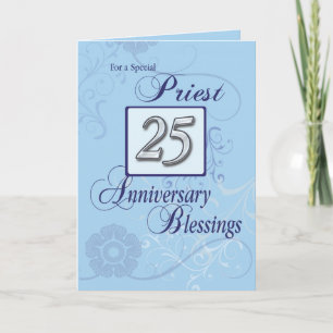 Präst 25-årsjubileum för prästvigning Blå, Silver Kort