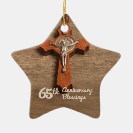 Präst 65-års jubileum för prästvigning ros och ros julgransprydnad keramik