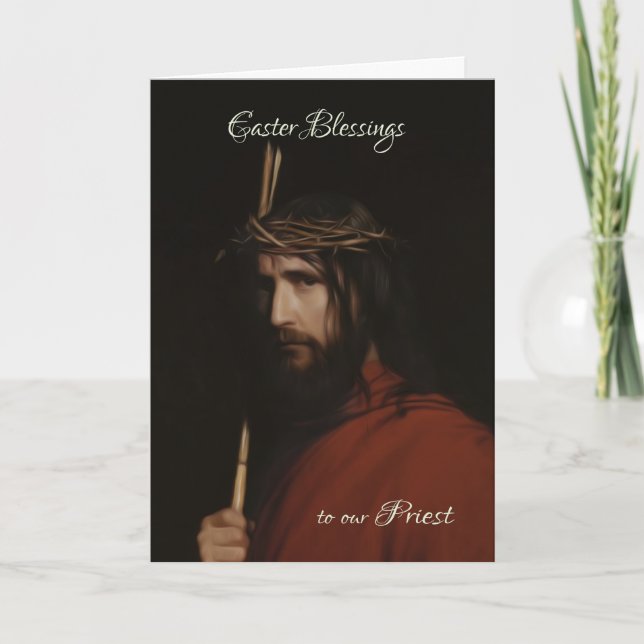 Präst - återgivning i olja av Jesus, påskkort Helgkort (Framsida)