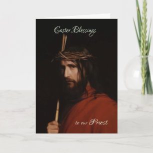 Präst - återgivning i olja av Jesus, påskkort Helgkort