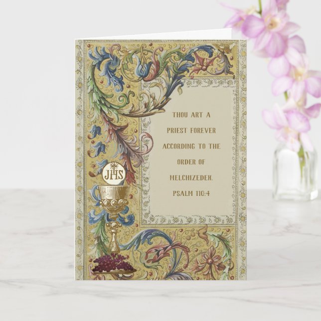 PRÄST FÖRSTA MÄSSA KALK HOST VIGSEL KORT (Orkide)