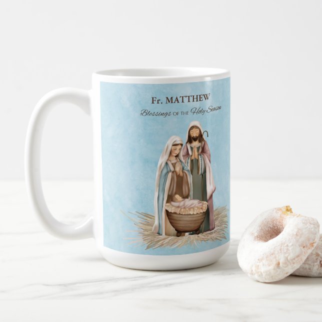 Präst Jul Segningar Tack Födelsescen Kaffemugg (Med munk)