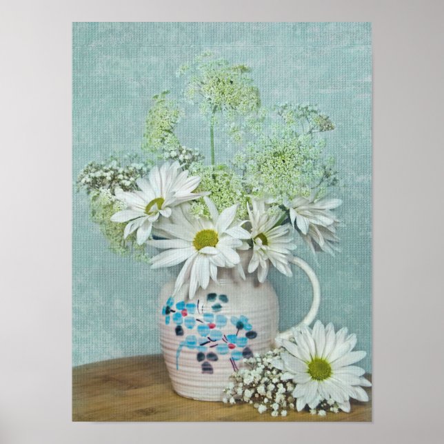 Prästkragar i en gammal kanna poster (Framsidan)