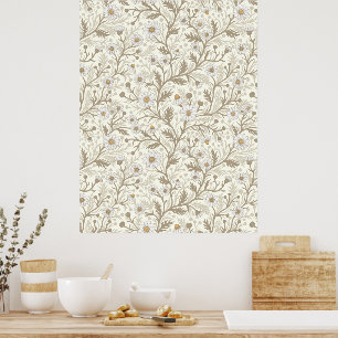 Prästkragar i vitt och brunt på offwhite poster