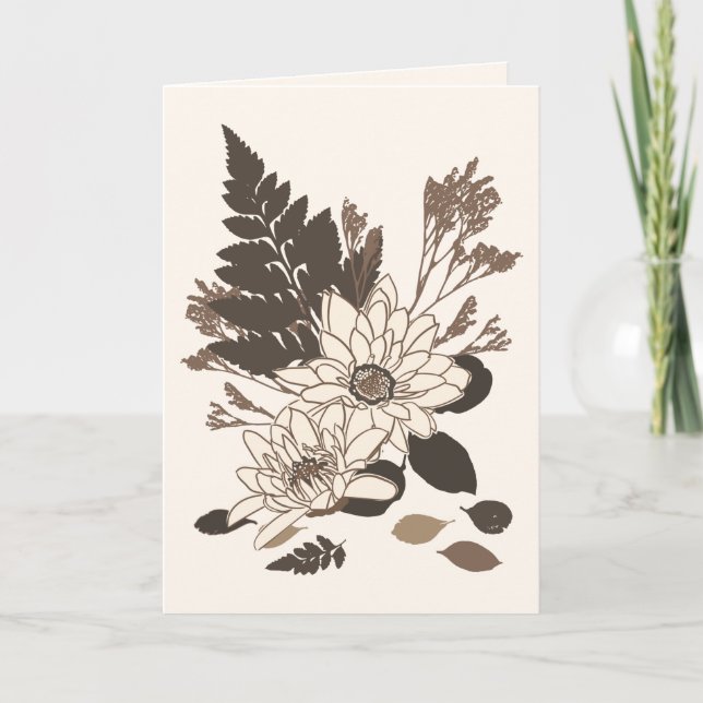 Prästkragar och blad - genomskinliga på kräm. kort (Framsida)