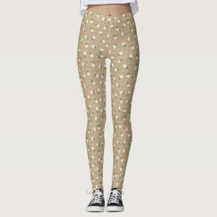 Prästkragar på Brunt Plaid (liten skala) Leggings