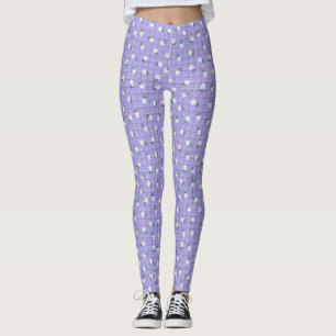 Prästkragar på Plaid (liten skala) Lila Leggings