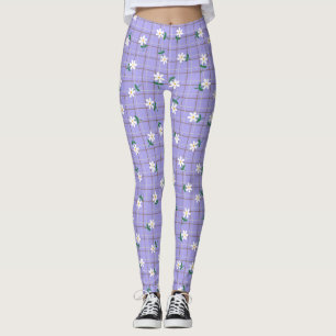 Prästkragar på Plaid (stor skala) Lila Leggings
