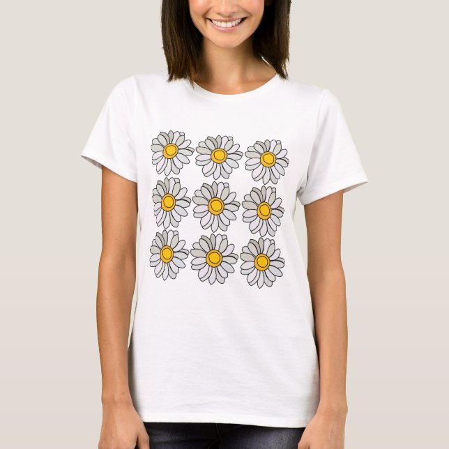 Prästkrage Blomma Blommig Prästkrage T Shirt (Framsida)