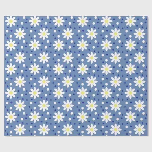 prästkragedots blå presentpapper (Platt)