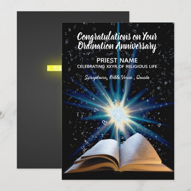 Prästvigning Årsdag - ALLA ÅR Förordnad Inbjudningar (Fram/baksida)