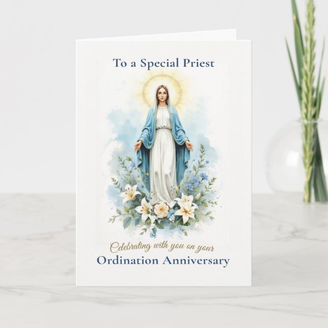 Prästvigningsjubileum Marian-blessning Kort (Framsida)