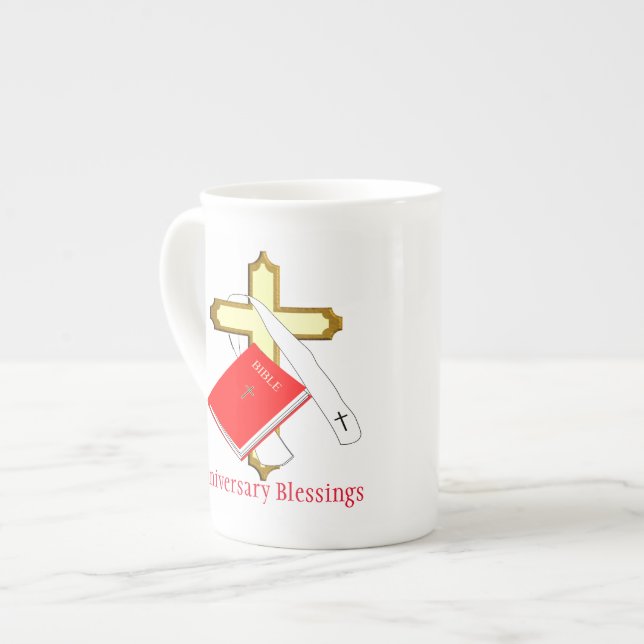 Prästvigningsjubileumsgåva Benporslin Mugg (Framsida vänster)