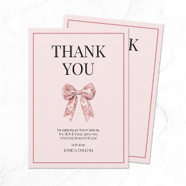 Prata 30 med Rosa Girly Bow 30 på födelsedagen Tack Kort