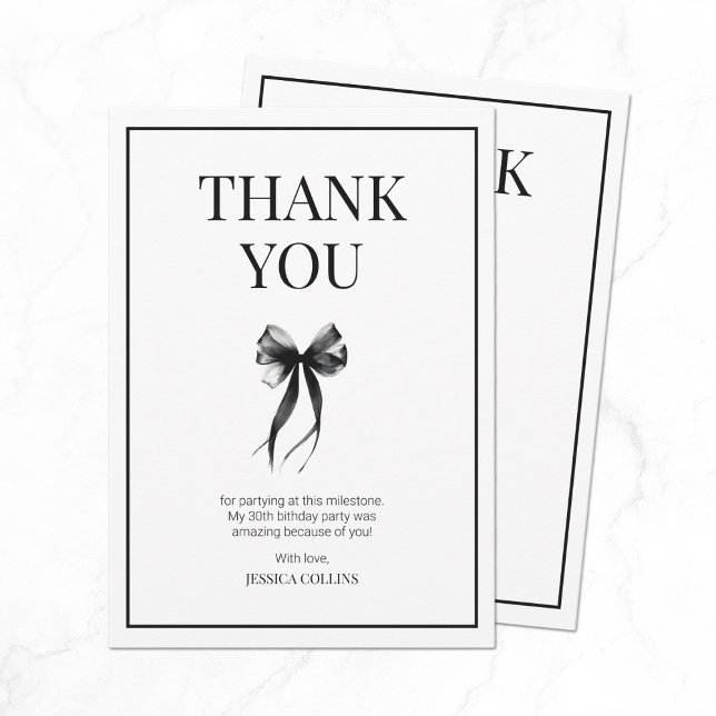 Prata 30 med svart och vit trettioårsjubileum tack kort (Talk 30 to Me Black and White Thirty Birthday Thank You Card)