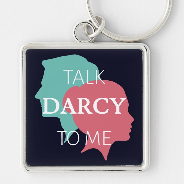 Prata Darcy med mig IV Fyrkantig Silverfärgad Nyckelring (Framsidan)